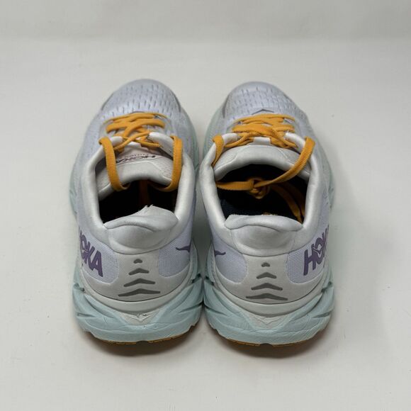 Hoka One One Clifton 8 Womens 8 W Wide White Blue Running Shoes Sneakers - Picture 7 of 16